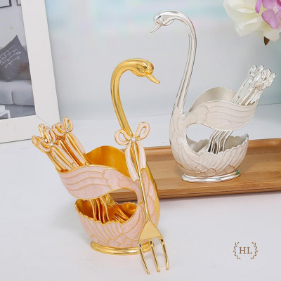 BỘ THÌA NĨA THIÊN NGA HỢP KIM ĐÍNH ĐÁ CÓ NƠ | LẴNG THIÊN NGA HỢP KIM KÈM THÌA HOẶC RĨA MẠ VÀNG CAO CẤP