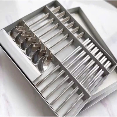 Bộ 12 Muỗng Đũa Inox Sáng Bóng – Không Gỉ, Chống Oxi Hóa – Thiết Kế Sang Trọng - HÀNG CHÍNH HÃNG MINIIN