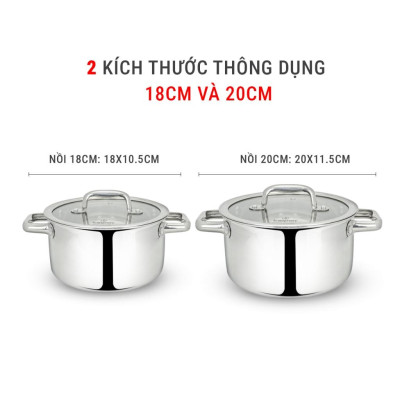 Bộ Nồi Chảo Inox 3 Lớp Liền Khối Cao Cấp Lager Hàng Chính Hãng Kalpen