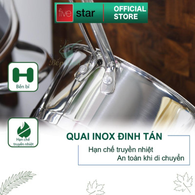 Bộ nồi inox cao cấp đáy từ Fivestar Plus 6 món nắp kính , 3 đáy dùng được mọi bếp