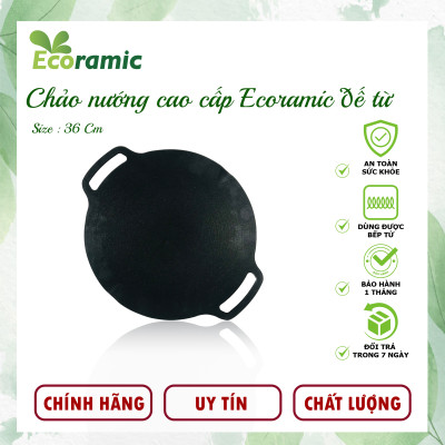 [CAO CẤP] Chảo nướng chống dính bếp từ Ecoramic 36cm - Tặng túi đựng kèm tiện lợi