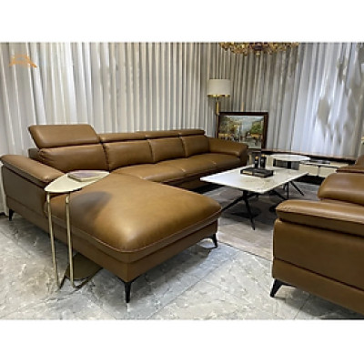 Combo ghế sofa góc L 100% da bò Italy Tundo màu nâu – SFLCT08 3m3 x 1m9 hàng cao cấp chuẩn da bò nhập khẩu Ý