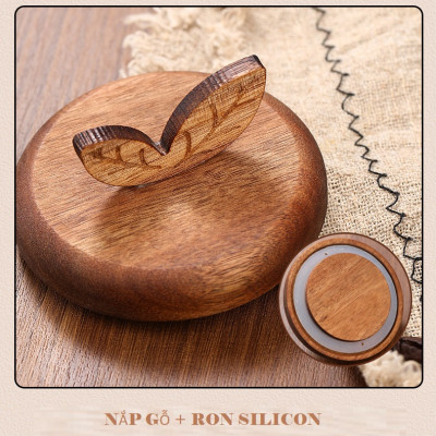 Lọ thủy tinh tròn nắp gỗ ron kín dung tích 700ml decor bếp