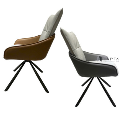 Ghế trang điểm nệm da pu chân đen CRAB 7A-P Nội thất Capta Ghế phòng ăn cao cấp chân xoay hiện đại nệm pvc nhập khẩu tại tp hcm