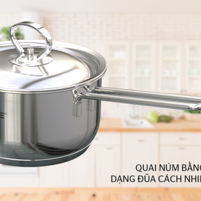  Bộ nồi chảo inox 5 món 5 đáy SUNHOUSE SHG995-2022 bếp từ chất liệu inox cao cấp an toàn sức khỏe