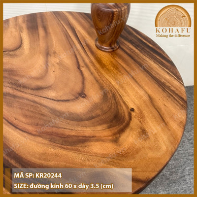 Mặt Bàn Tròn Gỗ Me Tây KOHAFU Đường Kính 60cm - Hàng Y Hình