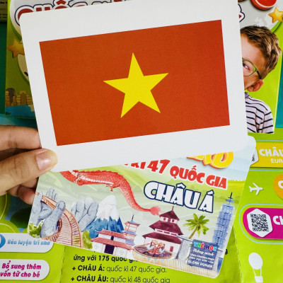 Thẻ cờ Quốc Kỳ Địa lý các Quốc gia trên thế giới (173 Quốc gia 5 Châu lục phiên âm Tiếng anh)