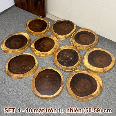 Bàn Trà Kiểu Thấp Gỗ Me Tây Nguyên Tấm KOHAFU - Đường Kính (50-60)cm