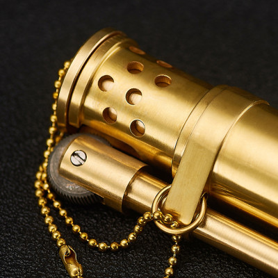 Vỏ Hột Quẹt Bật Lửa TC16 Thiết Kế Thủ Công Độc Lạ Màu Vàng - Dùng Xăng Đá Cao Cấp