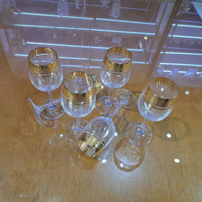 Bộ ly vang pha lê cao cấp mạ vàng 1299, thương hiệu RONA, xuất xứ Slovakia - Hàng chính hãng