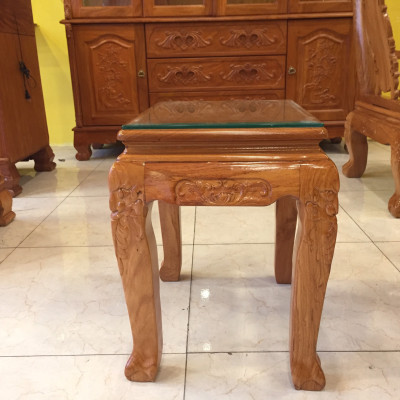 Bộ bàn ghế chạm đào tay rồng gỗ gõ đỏ tay 10