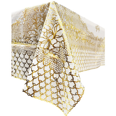 Khăn Trải Bàn WLG.751 (137x180 cm),  hoa văn phủ nhũ vàng, nhựa PVC dẻo, không thấm nước, dễ vệ sinh