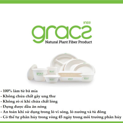 Dĩa giấy bã mía Thái Lan 18cm (50 cái/xấp) - thương hiệu Gracz