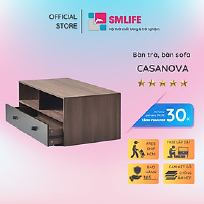 Bàn trà bằng gỗ phòng khách thiết kế tiện dụng SMLIFE Casanova