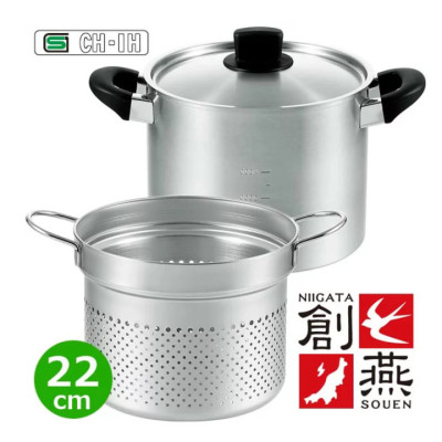 Bộ nồi xửng hấp inox Tsubame 6.4 lít thân & nắp, nồi lót bằng inox cao cấp - hàng nội địa Nhật Bản
