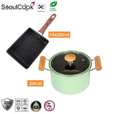 Bộ nồi chảo đáy từ Seoulcook Hàn Quốc dùng được tất cả các loại bếp, kể cả bếp từ/ Induction