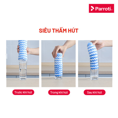 Combo 5 Khăn Lau Bếp, Lau Kính Siêu Thấm Hút Parroti - Fiber FB02