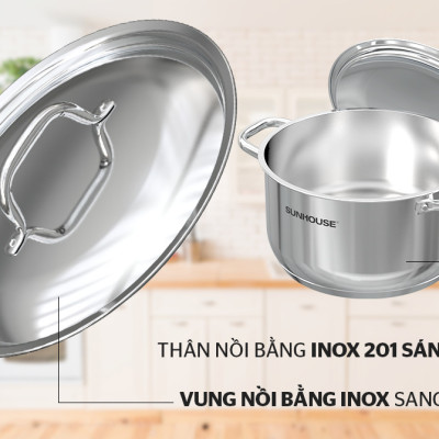 Bộ nồi chảo inox 5 đáy Sunhouse SHG995