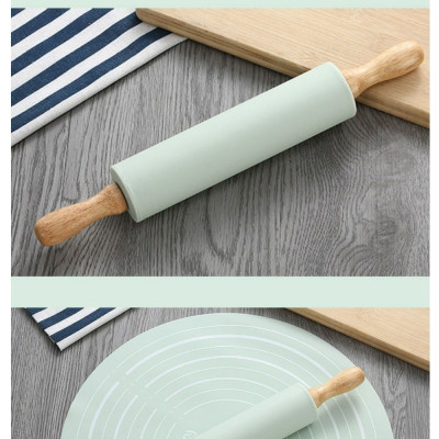 Bộ Cán Lăn Bột Silicon +Tấm Lót Nhào Bột Silicone Làm Bánh - Thảm Nhào Bột Chống Dính CHịu Nhiệt Tốt- Hàng Chính Hãng MINIIN