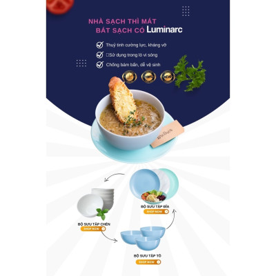 Đĩa Thủy Tinh Luminarc Diwali Lines 19cm đựng thức ăn, kháng vỡ, cường lực - Bộ 3 đĩa - Q1669