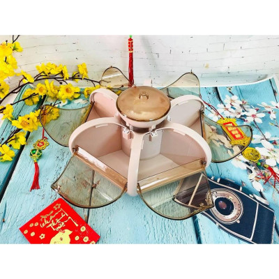 Hộp mứt Tết, Khay Đựng Mứt Xoay 6 Cánh - Nhựa C.Lượng, Dày, Sang Trọng. Chuyên phục vụ Sp Gia dụng, Khuôn làm bánh, Dụng