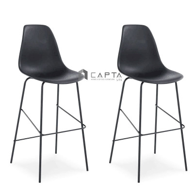 Ghế quầy bar nhựa chân sắt CB DSW2-S Nội thất Capta Ghế bar chân cố định lưng tựa cao cho nhà hàng cafe Ghế quầy thuốc chân cao 75 cm Plastic bar stool