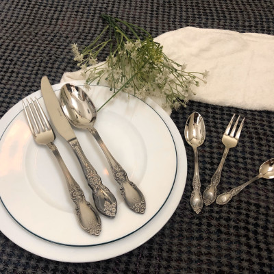 Bộ Dao Muỗng Nĩa Inox 304 Bàn Ăn 6 Món Cao Cấp Kiểu Dáng Cổ Điển Phủ Oxi Berndorf Tablewware Fioreta - Oxidation Of Firenze