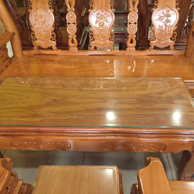 Bộ bàn ghế chạm đào tay rồng gỗ gõ đỏ tay 10