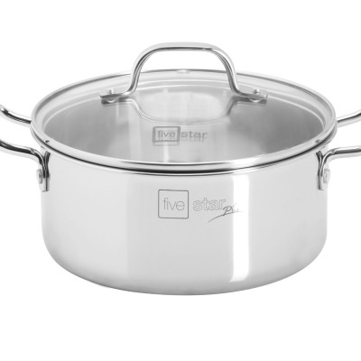 Bộ nồi inox 304 đáy từ 3 lớp liền khối cao cấp Fivestar Plus FPB3002 nắp kính , dùng được mọi bếp , tặng 1 vá canh