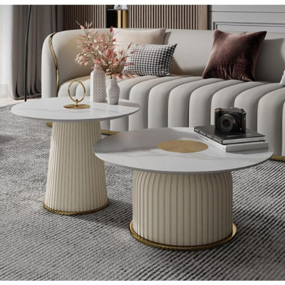 Bàn Sofa Tròn Đôi Nhập Khẩu Juno Sofa HHP-BSF903-08 Cao Cấp