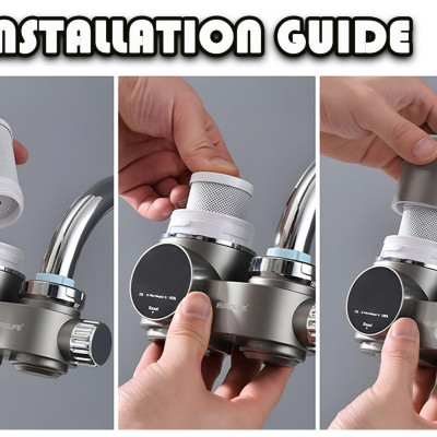 (Sản phẩm bán tại Mỹ) Máy lọc nước đầu vòi màn hình LED, tia UV khử khuẩn Eurolife EL-LS-A13 (Xám, Trắng)