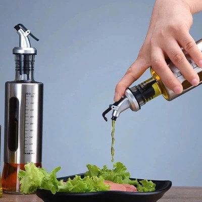 Bình Đựng Dầu Ăn, Nước Mắm  200ML  Thủy Tinh Bọc Inox – Kiểu Dáng Hiện Đại, Bền Đẹp