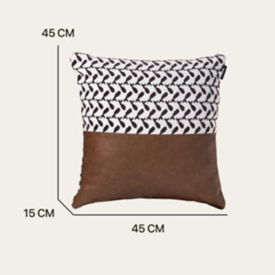 Gối sofa tựa lưng hình vuông cao cấp, kết hợp da bò thật và vải DVH6006C | REEKO