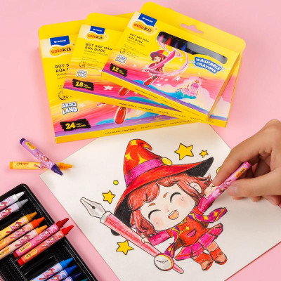 Hộp 12 Bút Sáp Màu Rửa Được Colorkit - Thiên Long SWCR-C001/AK
