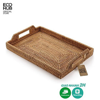 Khay mây guột chữ nhật có tay cầm đựng hoa quả, đồ ăn, decor, không bị mốc tiện dụng | EH066