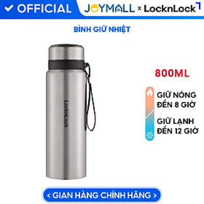 Bình Giữ Nhiệt Vacuum Bottle Lock&Lock màu bạc LHC6180-SLV 800ml, Hàng chính hãng, thép không gỉ, độ bền cao - JoyMall