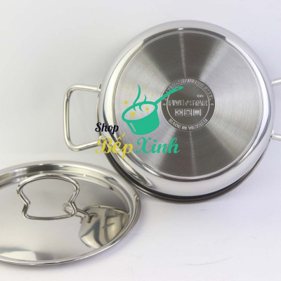 Nồi inox bếp từ 3 đáy Fivestar Nắp Inox - Tặng 1 Muỗng Canh Inox (sw)