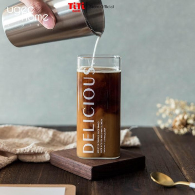Ly thủy tinh vuông chịu nhiệt MILK TEA 400ml cao cấp sang chảnh phong cách Vintage dung uống sinh tố TiTi Room