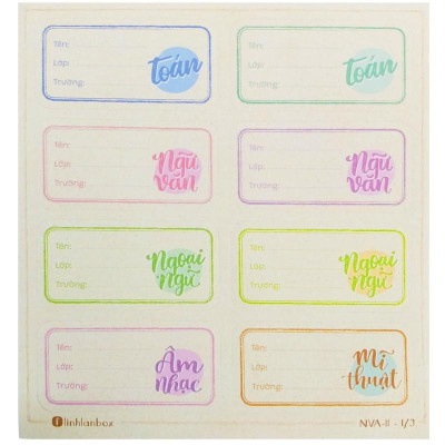 Bộ 24 Nhãn Vở A Cấp II - Linh Lan