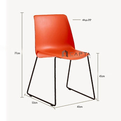 Ghế tiếp khách văn phòng thân nhựa chân sắt Ghế ăn cafe nhựa PP đẹp đơn giản HCM CC1550-S
