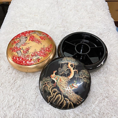 Hộp đựng bánh mứt trơn 6 ngăn sơn mài Thanh Bình Lê hàng xuất khẩu đẹp, sang trọng