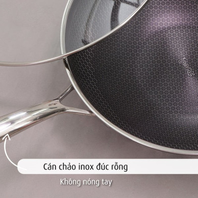 [Hàng chính hãng] Chảo xào/ đa năng sâu lòng inox iMat Hybrid Blackcube 32cm, Phủ chống dính Daikin-Nhật Bản thế hệ mới