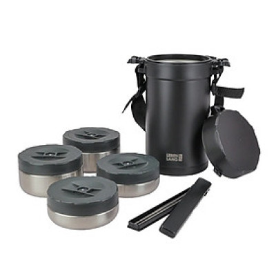 Hộp cơm giữ nhiệt 4 ngăn inox 304 chuẩn Đức LBT856, dung tích 2.2L kèm đũa