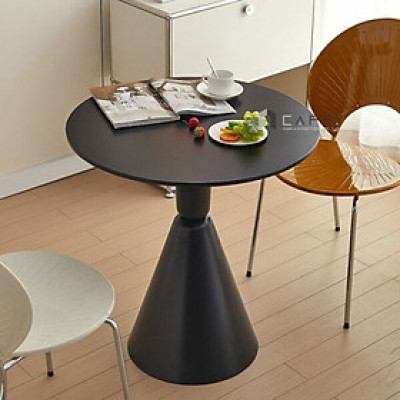 Bàn tiếp khách gỗ MDF TE KORIN-08W Nội thất Capta Bàn cafe mặt gỗ tròn 800 mm chân sắt sơn tĩnh điện màu trắng đen hcm