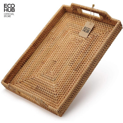 Khay mây guột chữ nhật có tay cầm đựng hoa quả, đồ ăn, decor, không bị mốc tiện dụng | EH066