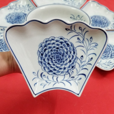 Bộ Đồ Ăn Hoa Mặt Trời Bát Tràng Men Ngọc -Khử Chì Và Kim Loại Nặng - Hoa Phù Dung Vẽ Tay-55cm