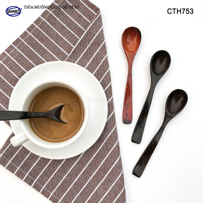 Thìa Cà Phê, muỗng pha trà, gỗ Trắc/Cẩm (HAHANCO) Chuôi uốn lượn sóng/Độc đáo - CTH753