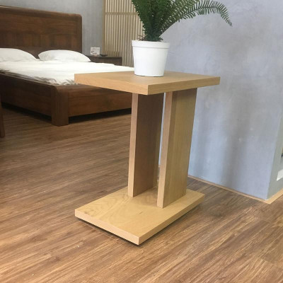 Bàn gỗ cạnh sofa chữ I có bánh xe hiện đại SMLIFE Claris 3C | D52,7 x R33,0 x C59,7cm | gỗ Cao Su và Veneer Sồi