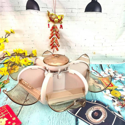 Hộp mứt Tết, Khay Đựng Mứt Xoay 6 Cánh - Nhựa C.Lượng, Dày, Sang Trọng. Chuyên phục vụ Sp Gia dụng, Khuôn làm bánh, Dụng