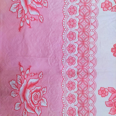 Khăn trải bàn PAULEE - 856B (150cm x 228 cm) hoa văn hồng - không thấm nước